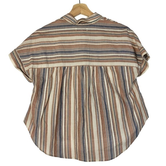 Madewell Linen Blend Hilltop Rainbow Stripe Short Sleeve Button Down XXS - Picture 5 of 6